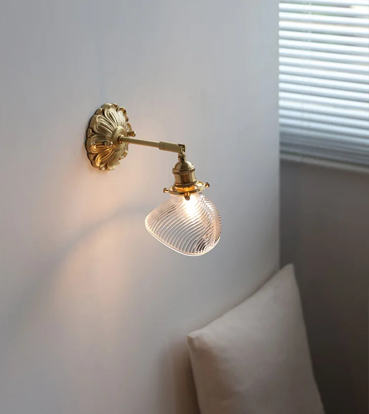 IWHD Smoke Gray Glass LED Wall Light Sconce Copper Arm Adjustable Bedroom Living Room Stair Beside Lamp Applique Murale Wandlamp