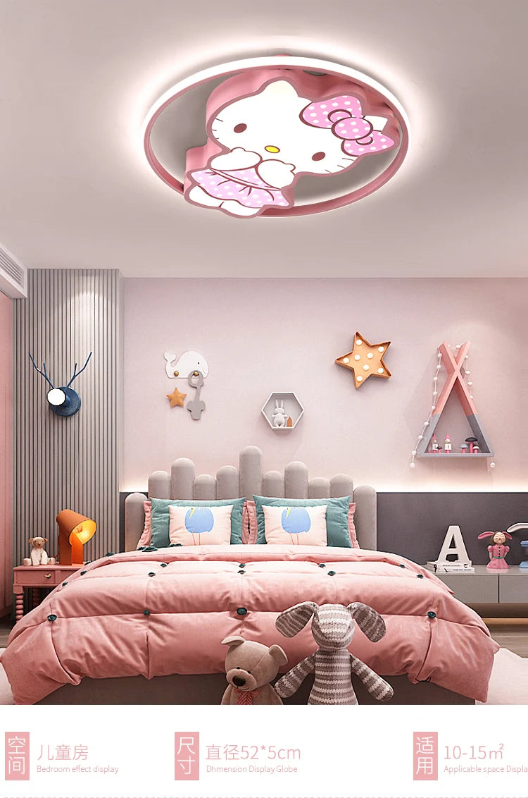 Kawaii Led Ceiling Lights For Kids Baby Room Decor Cute Kitty Ceiling Light Girl Room Lamp Pink Cartoon Cat Plafonnier Bedroom