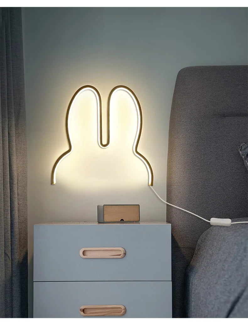 Cute Led Rabbit Wall Lights USB Powered Baby Desk Table Lamp For Bedroom Bedside Children Kid's Room Home Decor Atmosphere Light