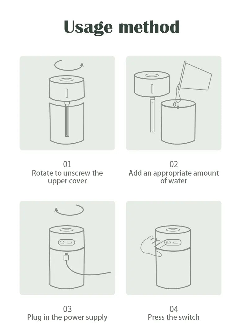 Air Humidifier Portable Mini USB Aroma Diffuser Ultrasonic Colorful Cup Bedroom Home Car Plants Purifier Humificador 260ML