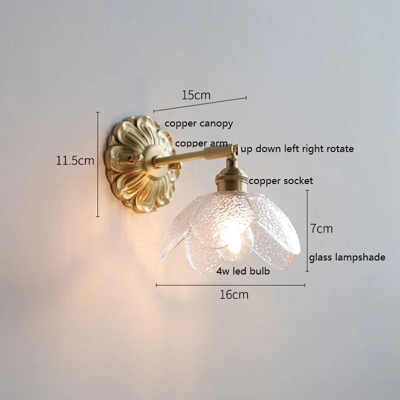 IWHD Smoke Gray Glass LED Wall Light Sconce Copper Arm Adjustable Bedroom Living Room Stair Beside Lamp Applique Murale Wandlamp