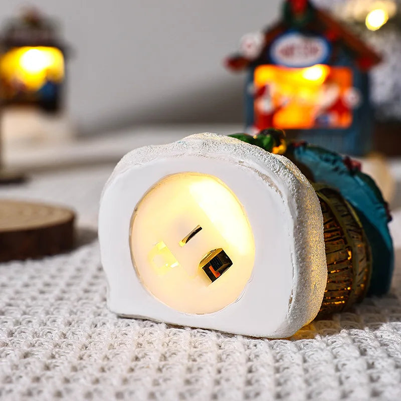 Christmas Gift Home Decoration Resin LED Micro-Landscape Santa Claus House Craft Ornament Newest Chirtmas Desktop Decoration