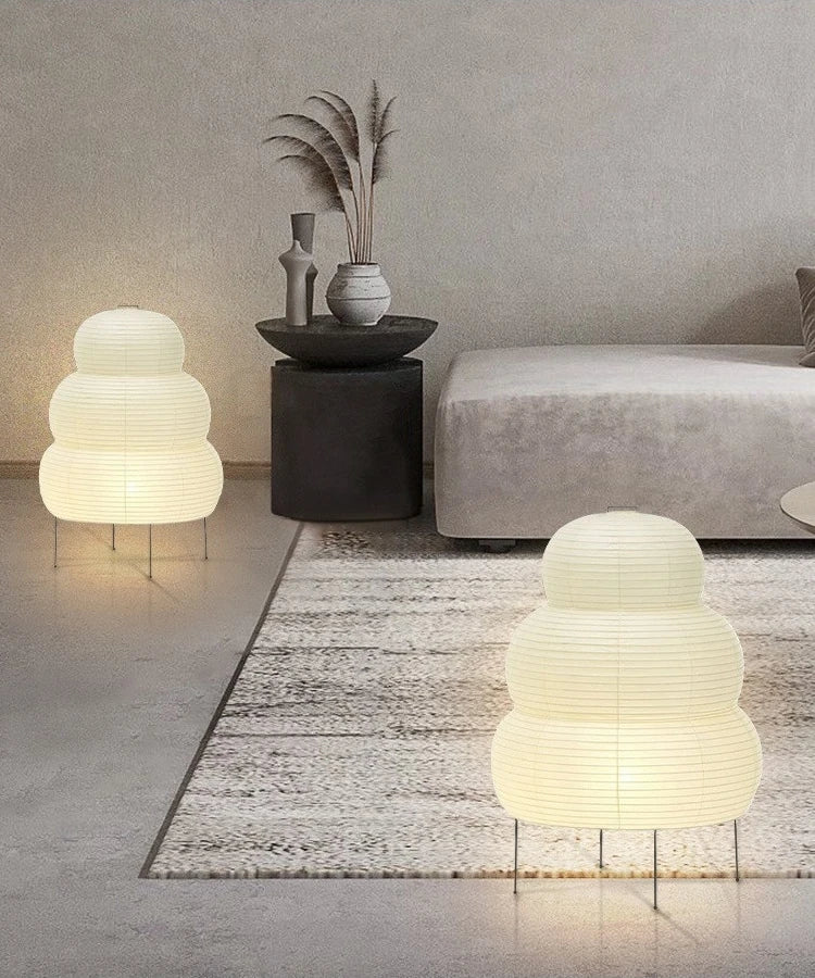 Japanese Wabi-sabi Tripod Floor Lamp Bedroom Bedside Living Dining Room Study Loft Decor Desk Light White Rice Paper Table Lamp
