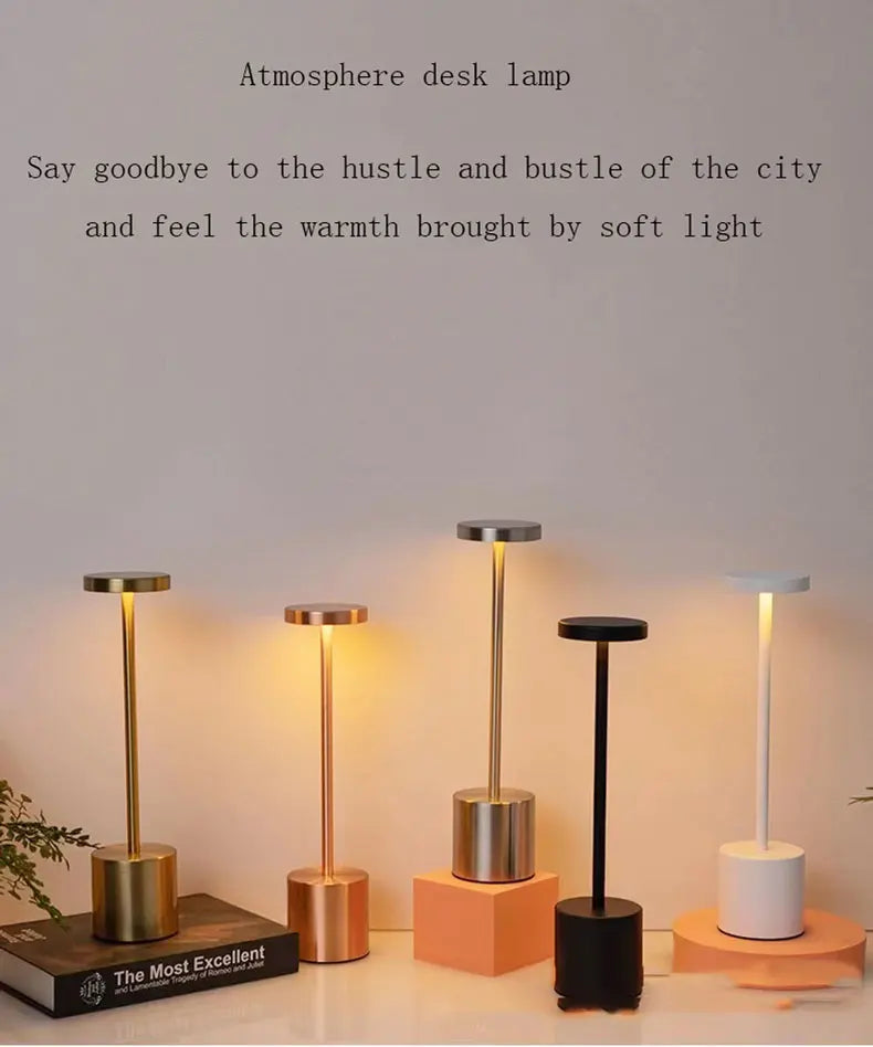 Touch Sensor LED Table Lamp USB Rechargeable Desk Lamp 3 Color Adjustable Temperatures Modern Style Bar Bedside Night Light
