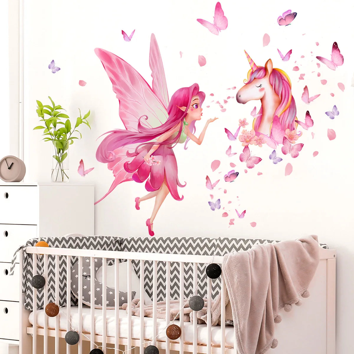 Decorative Vinyl Tile Child Wall Sticker For Baby Girl Room Decor Adhesive Wallpaper Bedroom Accessories Elf Unicorn Wall Decor