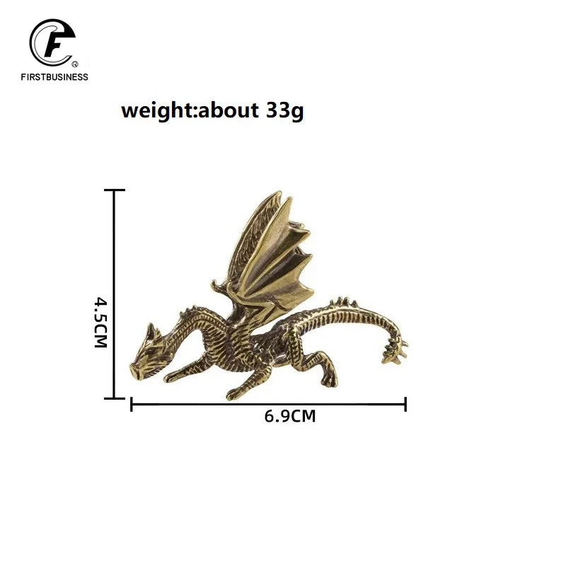 Brass Domineering Warcraft Magic Dragon Metal Figurine Creative Dinosaur Flying Dragon Desk Decoration Accessoires Miniatures