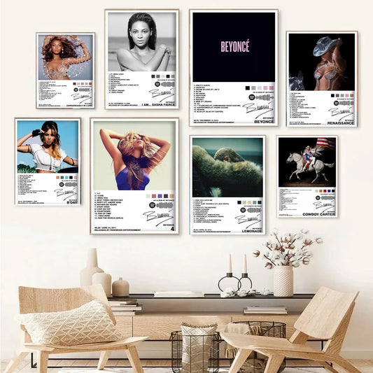 Poster Prints Beyoncé All Music Album Renaissance Cowboy Carter Bar Canvas Oil Painting Wall Art Picture Living Room Home Decor