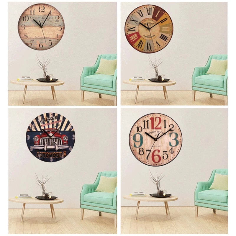 Wall Wooden Clocks for Coffee Houses, Brief Design, Silent Home, Cafe, Office, Wall Decor, Large Art, 23cm, 9in