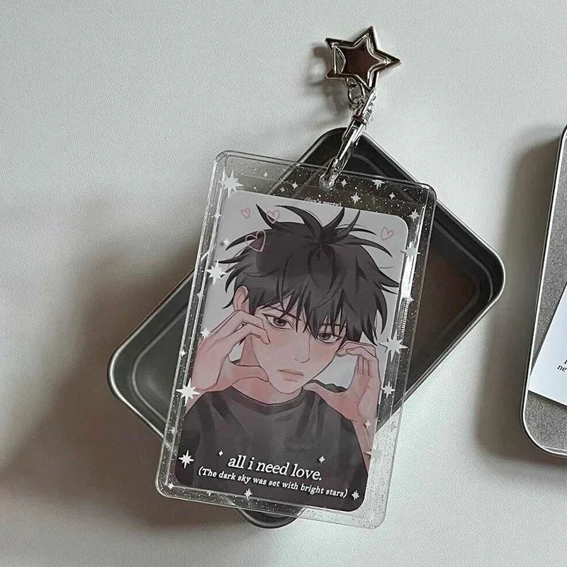 Acrylic Transparent PhotoCard Holder Kpop Idol Card Sleeve Case ID Bank Card Photo Display Stand Album Cover Pendant Keychain