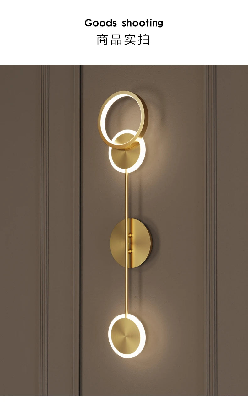 Modern Wall Sconce Light Fixture Indoor Lighting Bedside Lamp Led Home Decor Corridor Bedroom Living Room Acrylic Art Round gold
