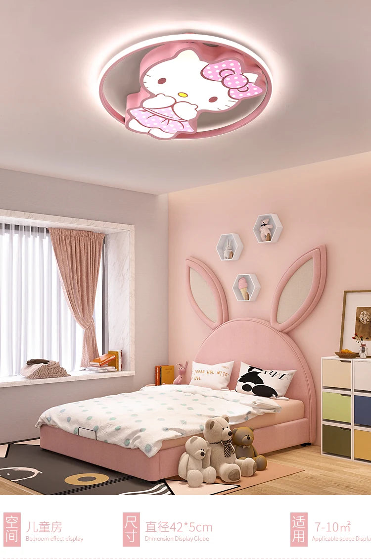 Kawaii Led Ceiling Lights For Kids Baby Room Decor Cute Kitty Ceiling Light Girl Room Lamp Pink Cartoon Cat Plafonnier Bedroom
