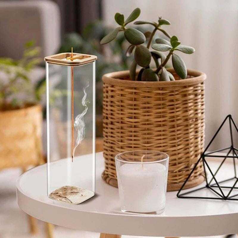 Incense Holder Incense Holder For Sticks Removable Glass Ash Catcher Mess-Free Incense Burner Meditation Yoga Spa And With Decor