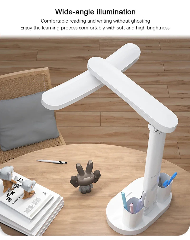 Clock LED Table Lamp USB Chargeable Dimmable Desk Lights Foldable Eye Protection Desktop Study desk  Reading  Night Light  LampS