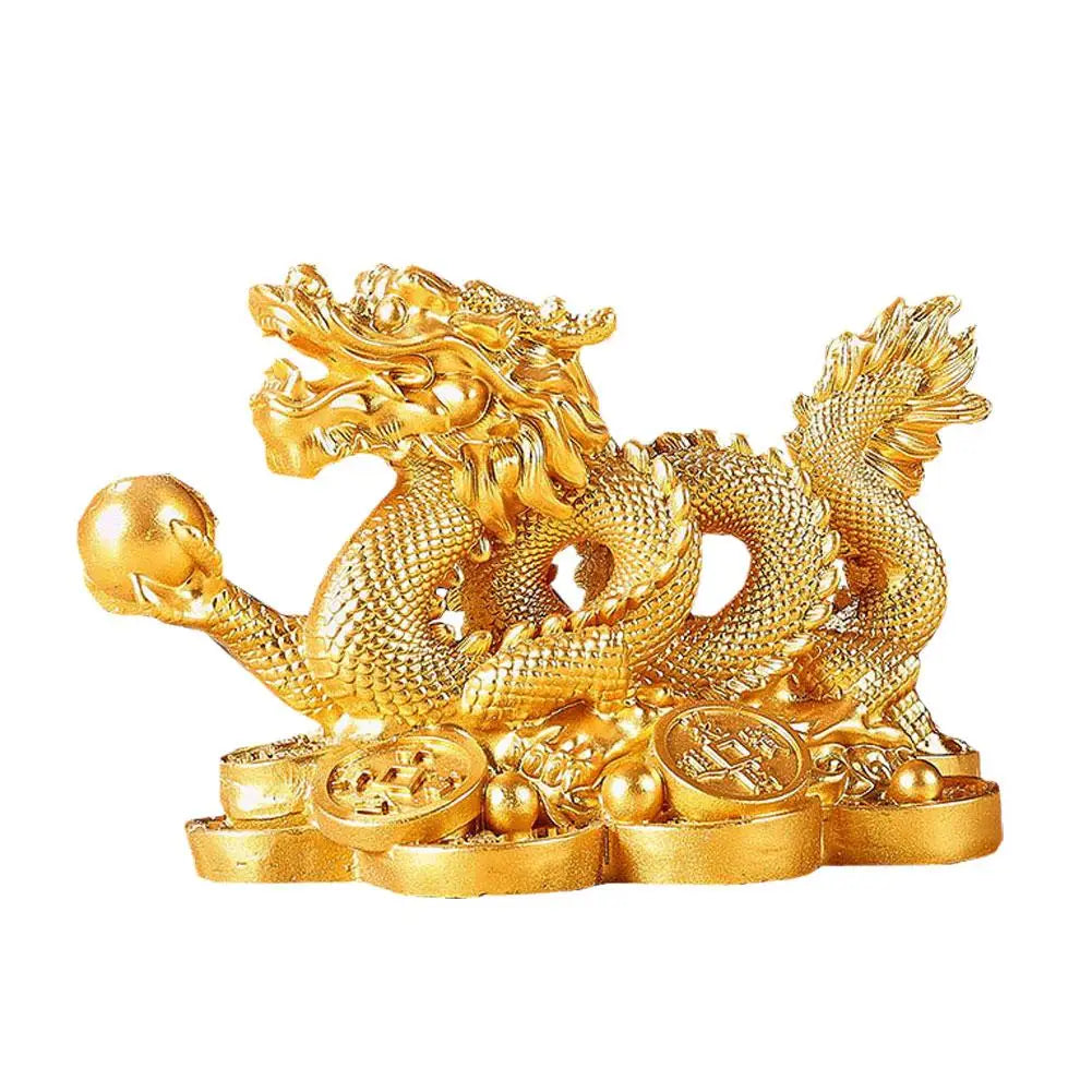 Chinese auspicious Money Dragon statuette Resin sculpture Feng Shui Decoration Home living room bedroom office Figurines