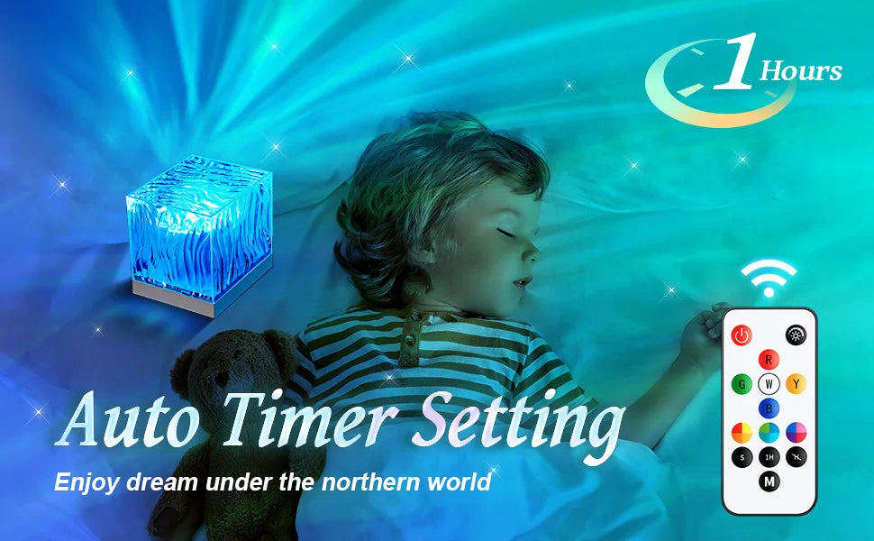 Ins Style RGB Remote Dynamic Rotary Water Ripple Dream Aurora Projector Home Bedroom Decor Northern Lights Table Lamp