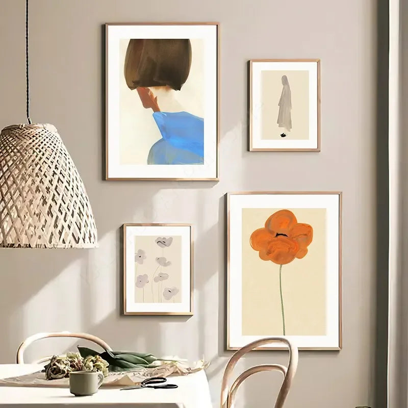 Girl Flower Geometry Line Face Modern Minimalist Posters Wall Art Prints Abstract Pictures Canvas Painting For Living Room Decor