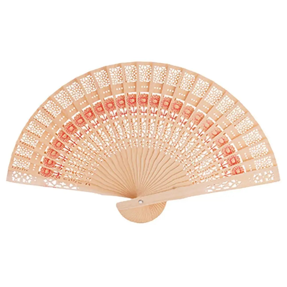 Full Flush Wooden Fan Sunflower Fan Hollow Folding Fan Wooden Sandalwood Fan Wedding Fan Home Decoration