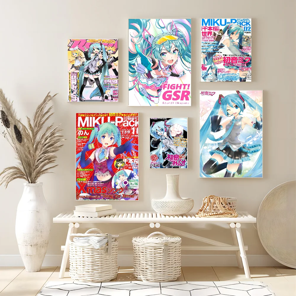 H-HATSUNE M-MIKU Poster Self-adhesive Art Poster Whitepaper Prints Posters Artwork Home Decor