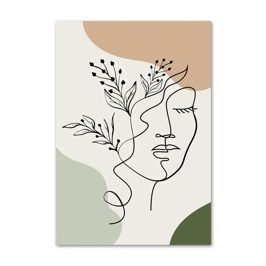 Boho Sage Green Plants Posters  Abstract Artwork Geometric Wall Art Canvas Painting Nordic Art Poster Living Room Home Decor