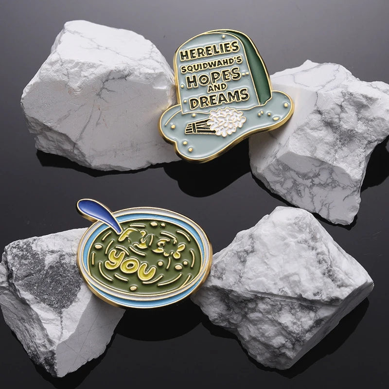 English letter brooch Cartoon soup bowl pins Bag Decorative metal badge Accessories wholesale Gift to friends