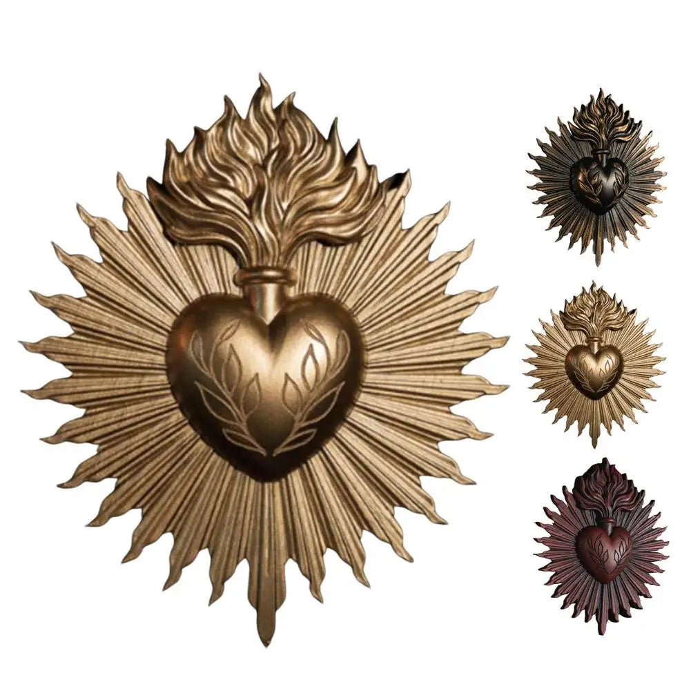 Sacred Heart Gothic Wall Plaque Home Decoration Prayer Stand Immaculate Heart of Mary Fake Metal Plaque Holiday Gift Wall Art