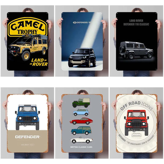 Land Rover Metal Sign Cars Poster Interior Retro Tinplate Sign Plaque for Garage Wall Art Decoration Gaming Room Decoration Man