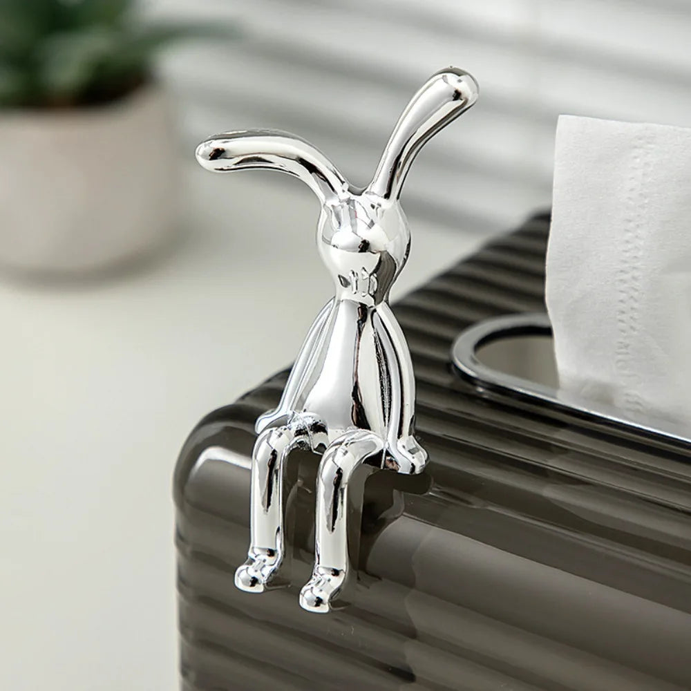 Cute Cartoon Long Eared Rabbit Figurines Electroplating Eco-friendly Plastic Rabbit Car Center Console Ornament Home Decor Gift