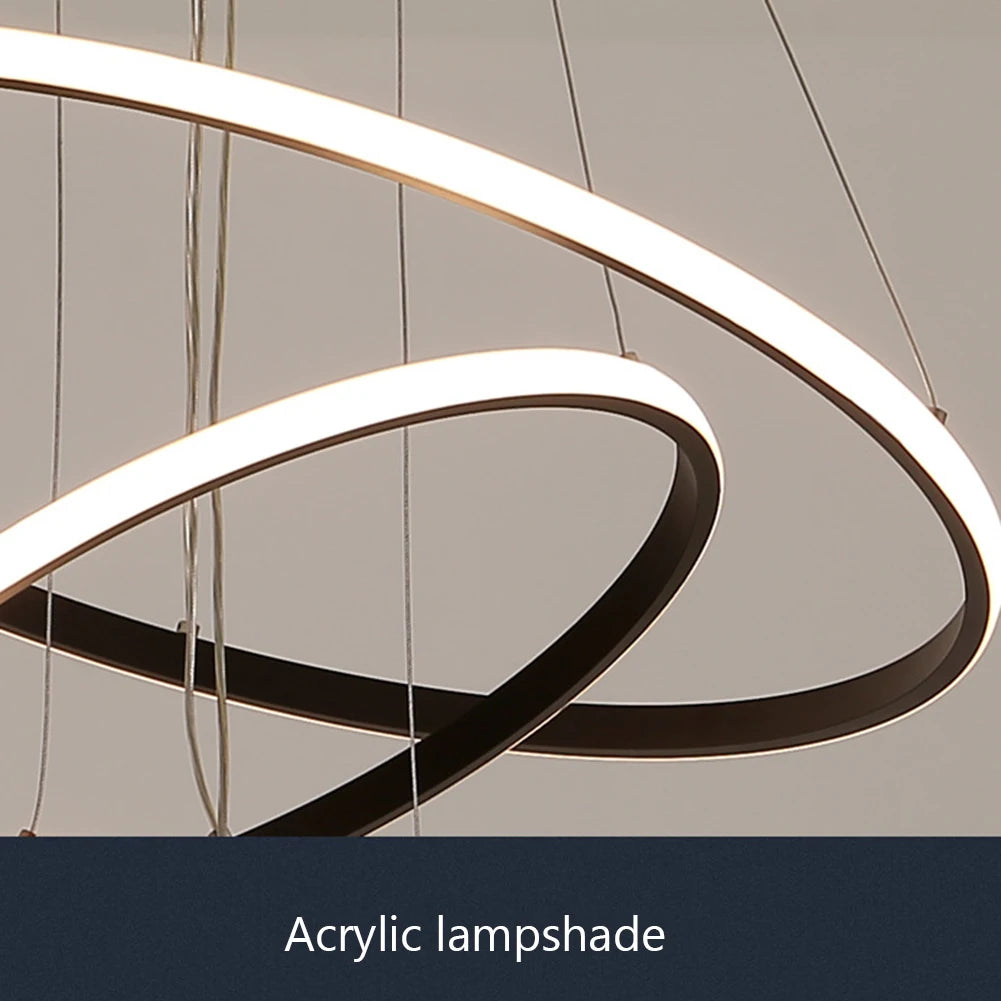 Simple Modern LED Pendant Chandelier High Brightness Decor Ornament for Living Room Dining Room Bedroom Adjustable Hanging Lamp