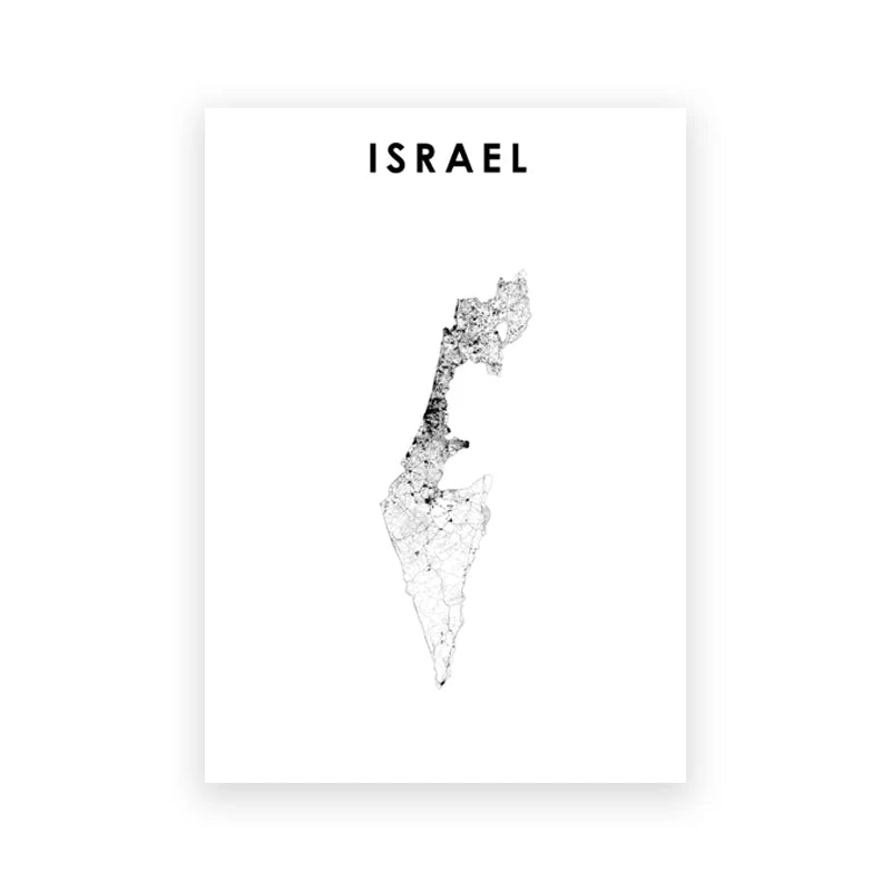 Tel Aviv Map Print Israel City Street Road Map Poster Black White Minimalist Wall Pictures Nordic Style Canvas Painting Decor