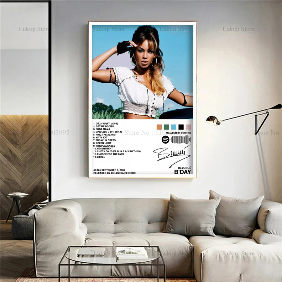 Poster Prints Beyoncé All Music Album Renaissance Cowboy Carter Bar Canvas Oil Painting Wall Art Picture Living Room Home Decor