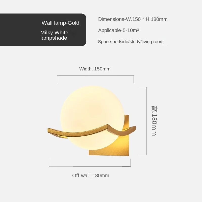Modern Led wall Light Gold Glass Ball Wall Lamp living Room Bathroom Bedroom Bedside Entrance Porch Indoor Lighting DecorLamp