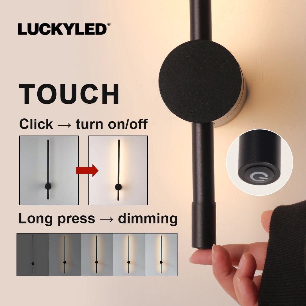 LUCKYLED Modern Led Wall Light AC85-290V Long Wall Lamp Sconce 100cm 120cm Interior Wall Light Bedside Bedroom Light Black White