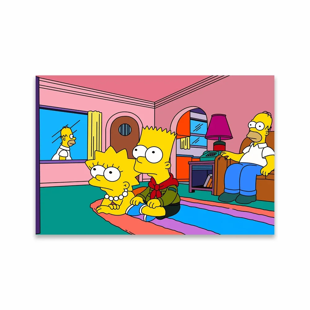 Simpsons Living Room Canvas Painting Movie Retro Funky Car Prints Simpsons Boat Landscape Poster Home Kids Bedroom Decor