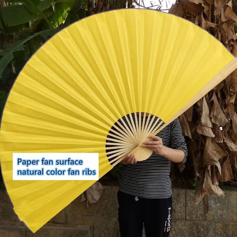 Large Blank Golden Foils Xuan Paper Fan Retro Wall Mount Painting Calligraphy DIY Paper Fan Oversize Home Decorative Folding Fan