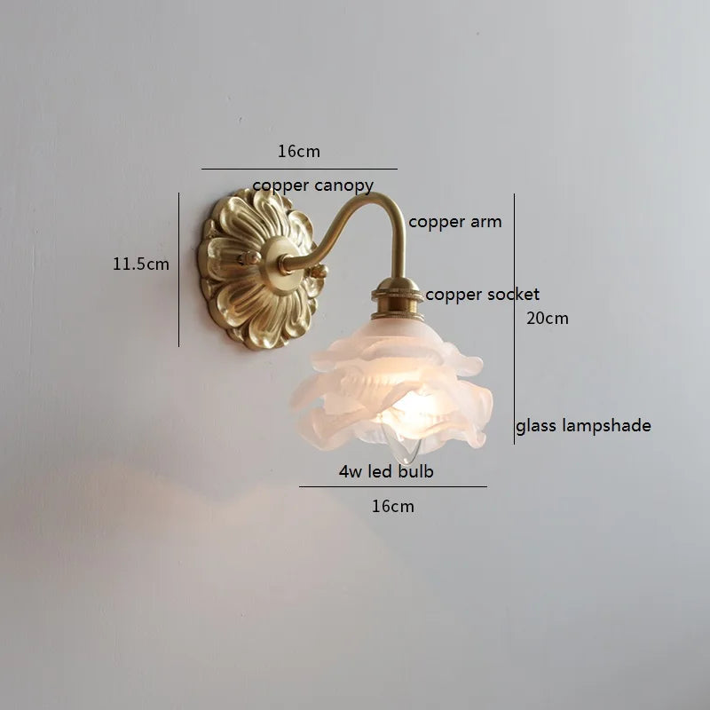 IWHD Smoke Gray Glass LED Wall Light Sconce Copper Arm Adjustable Bedroom Living Room Stair Beside Lamp Applique Murale Wandlamp