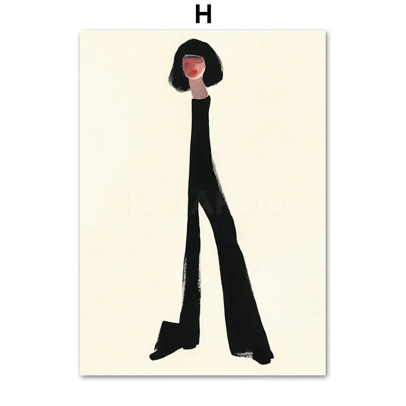 Girl Flower Geometry Line Face Modern Minimalist Posters Wall Art Prints Abstract Pictures Canvas Painting For Living Room Decor