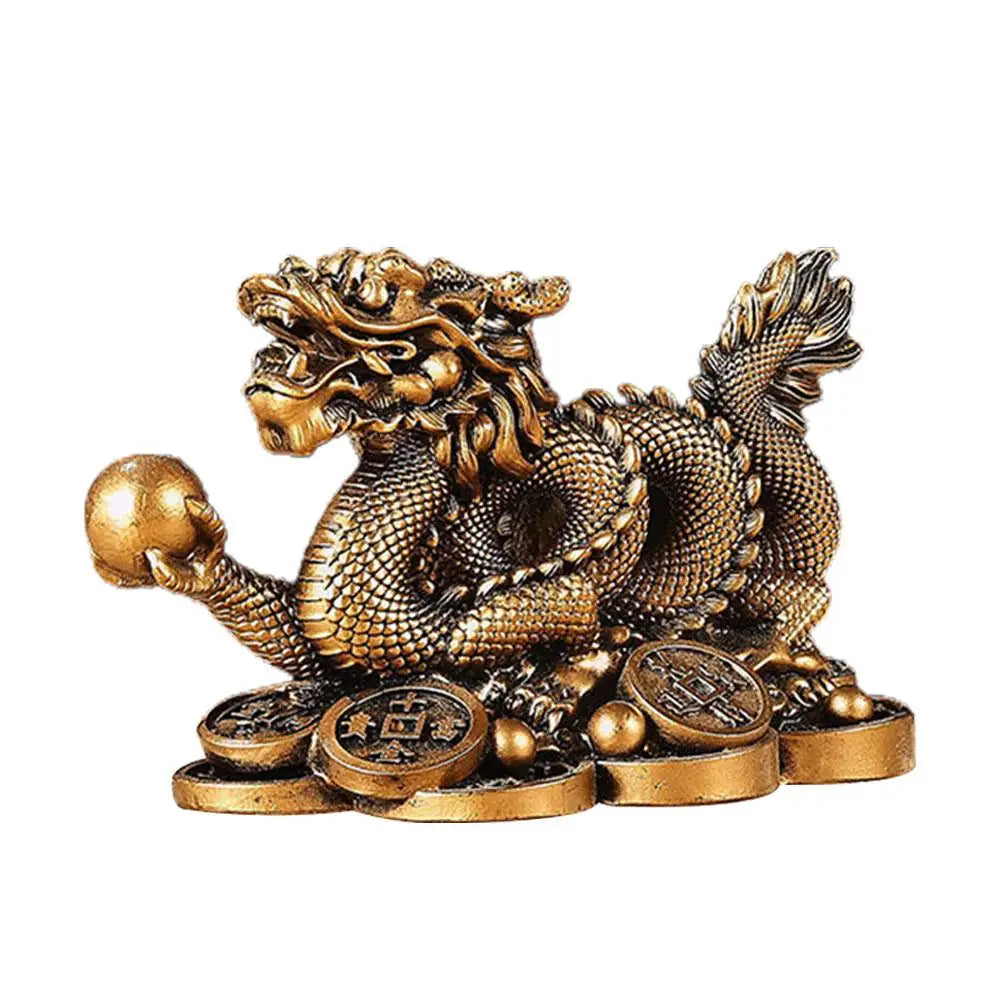Chinese auspicious Money Dragon statuette Resin sculpture Feng Shui Decoration Home living room bedroom office Figurines
