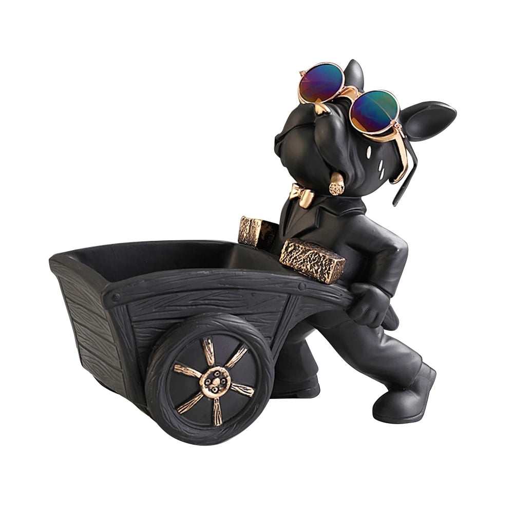 Bulldog Cool Sculpture Dog Ornament Butler Storage Box with Tray Nordic Table Decoration Resin Animal Sculpture Coin Piggy Bank