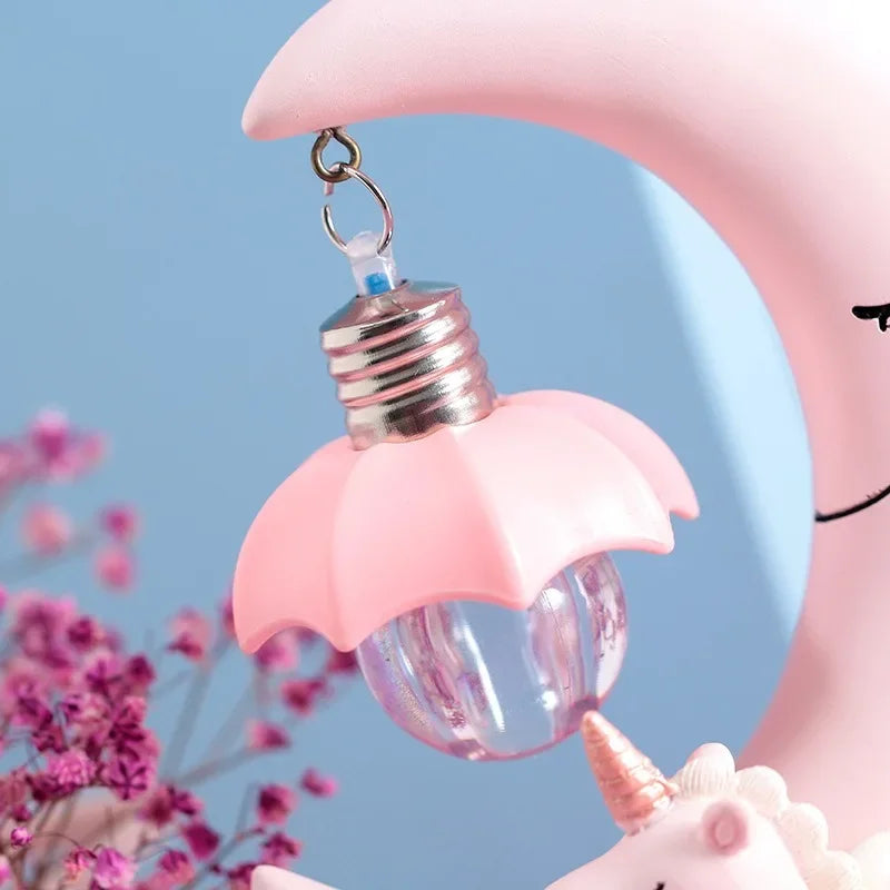Pink unicorn girl heart angel moon nightlight, students and girls creative home desktop decorative resin ornaments gifts.