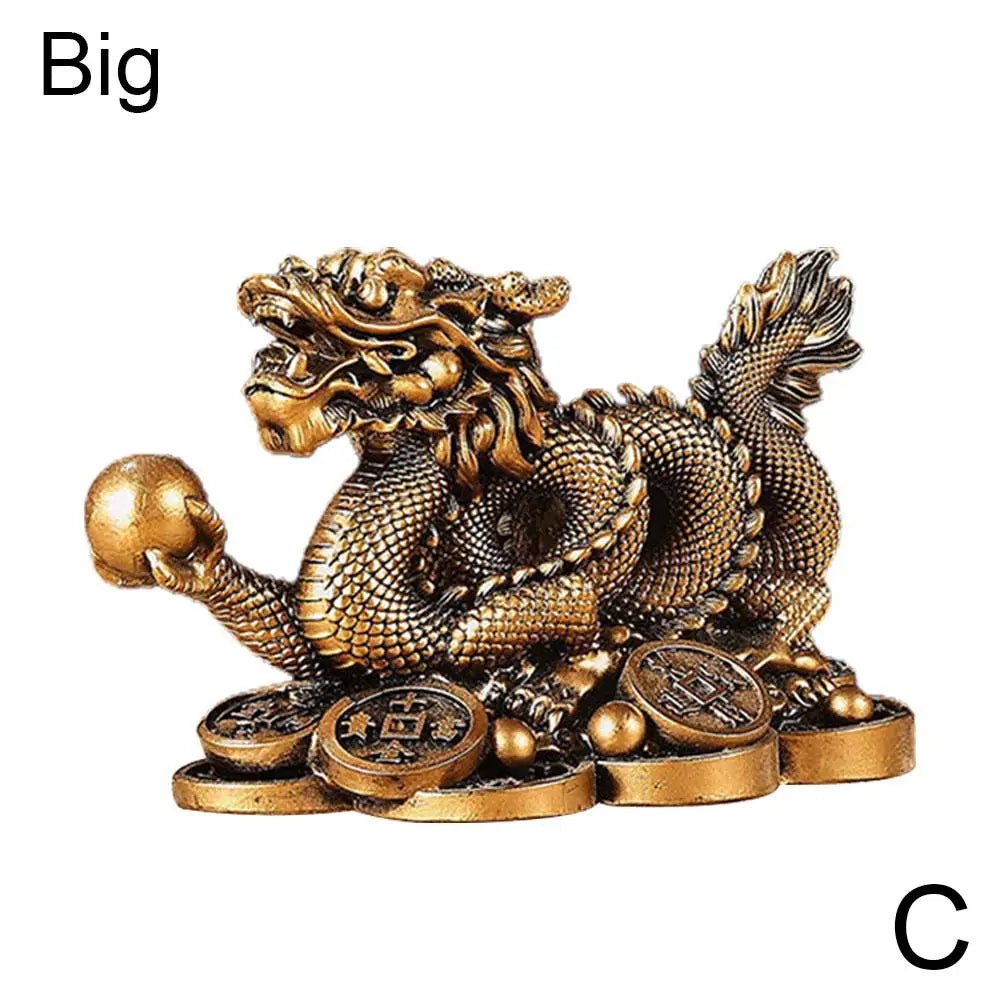 Chinese auspicious Money Dragon statuette Resin sculpture Feng Shui Decoration Home living room bedroom office Figurines