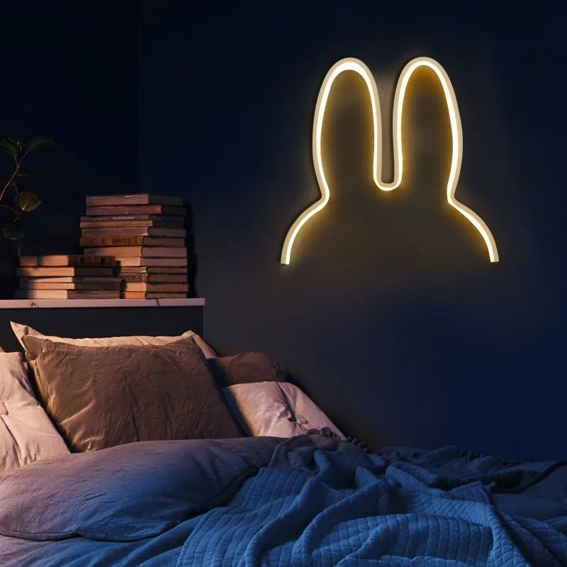 Cute Led Rabbit Wall Lights USB Powered Baby Desk Table Lamp For Bedroom Bedside Children Kid's Room Home Decor Atmosphere Light