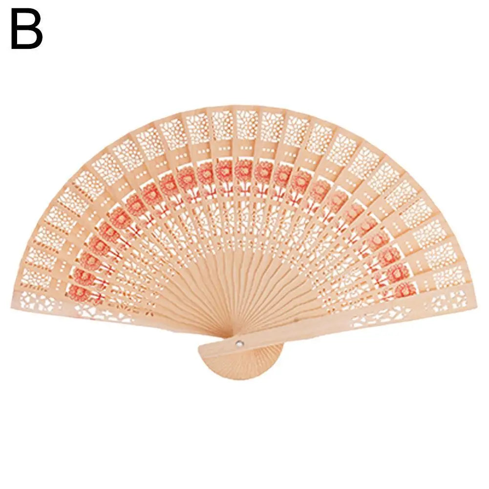 Full Flush Wooden Fan Sunflower Fan Hollow Folding Fan Wooden Sandalwood Fan Wedding Fan Home Decoration