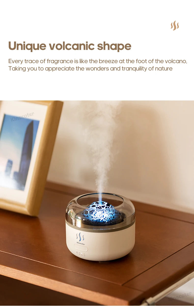 Portable Volcano Aroma Diffuser 160ml Essential Oil Air Humidifier Sprayer USB with LED Colorful Night Light for Home Office
