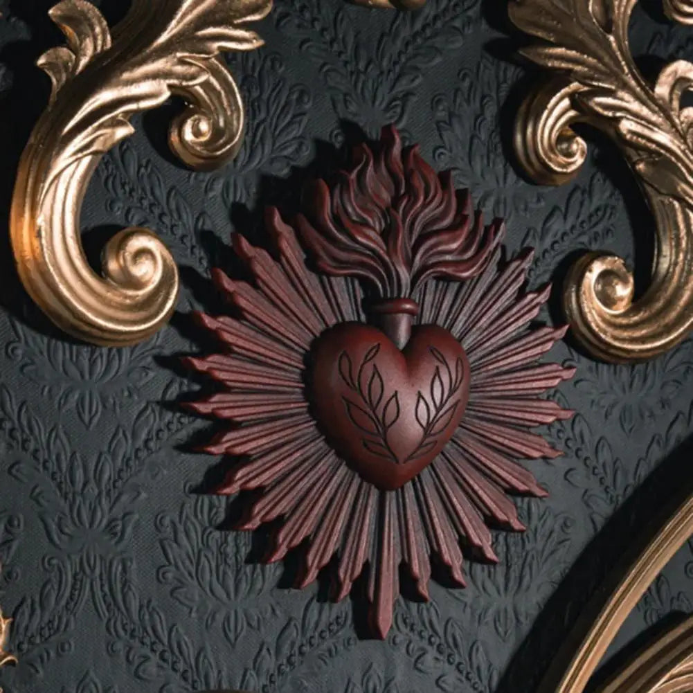 Sacred Heart Gothic Wall Plaque Home Decoration Prayer Stand Immaculate Heart of Mary Fake Metal Plaque Holiday Gift Wall Art