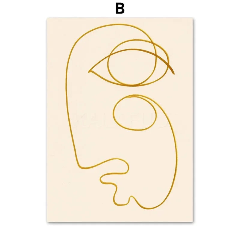 Girl Flower Geometry Line Face Modern Minimalist Posters Wall Art Prints Abstract Pictures Canvas Painting For Living Room Decor