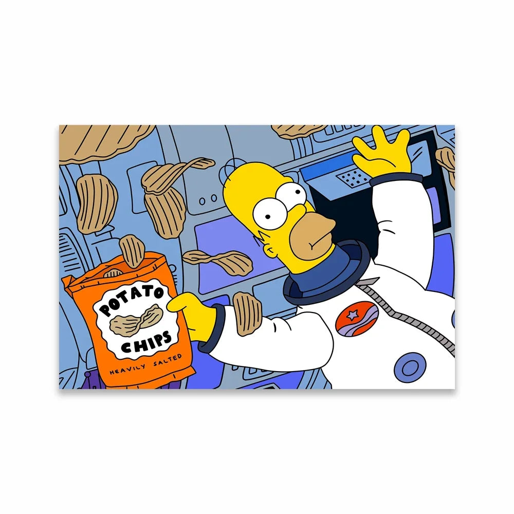 Simpsons Living Room Canvas Painting Movie Retro Funky Car Prints Simpsons Boat Landscape Poster Home Kids Bedroom Decor