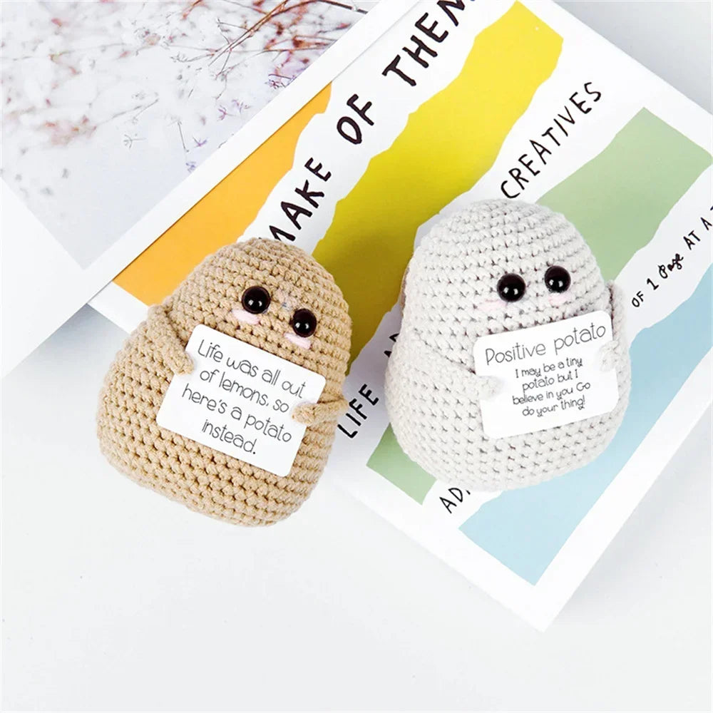 Handmade Positive Big Butt Potatoes Doll With Card Home Decoration Knitting Potato Doll Ornament Room Decor Christams Party Gift
