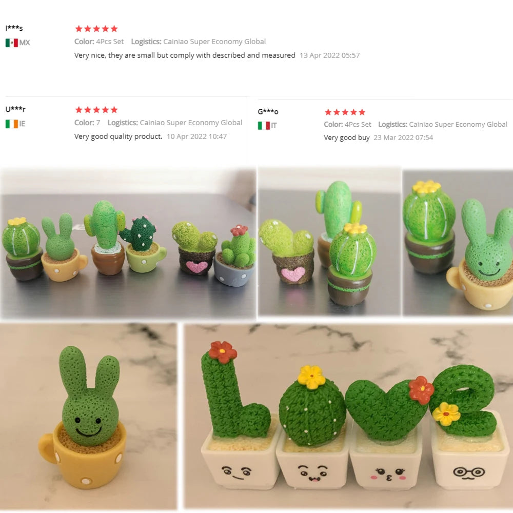 2.5-3.4cm 1/4Pcs Funny Cactus Flower Figurines Resin Cactus Miniatures Micro Ornaments DIY Mini Sculpture Decoration Crafts
