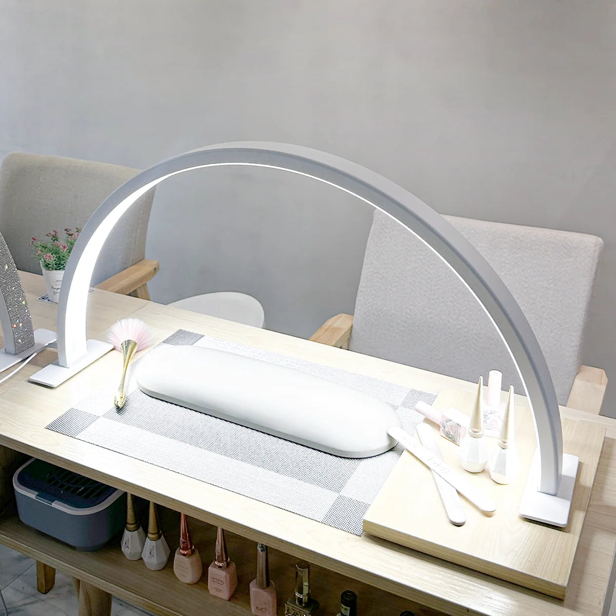 48W Moon Light for Nail Table New Half Moon Lamp For Nail Half Moon Nail Lamp Half Moon Desk Lamp Nail Beauty Salon LED Manicure