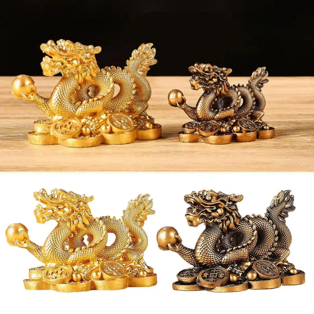 Chinese auspicious Money Dragon statuette Resin sculpture Feng Shui Decoration Home living room bedroom office Figurines
